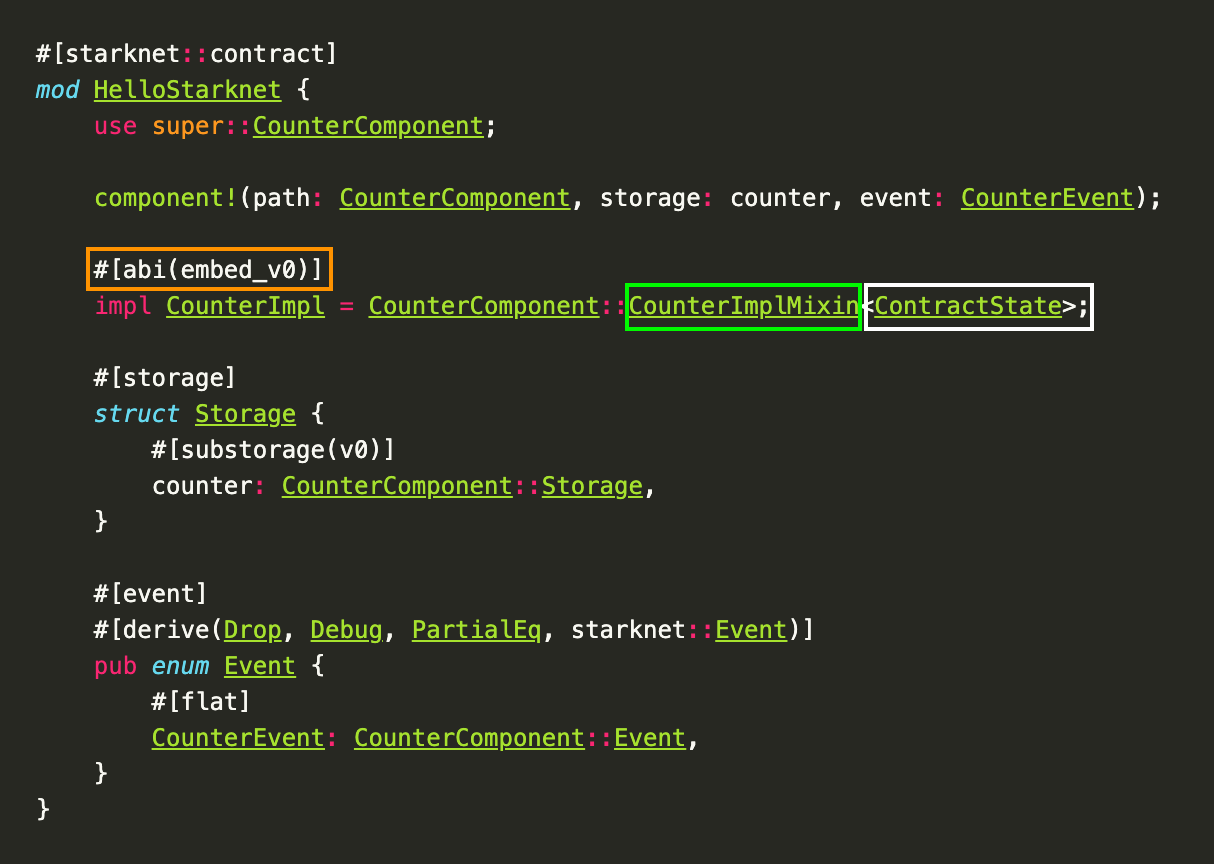 Code with abi embed highlighted