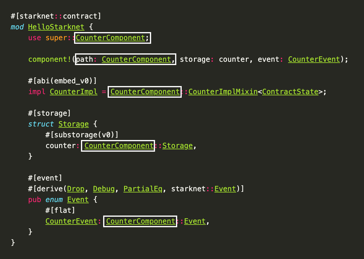 CounterComponent keyword higlighted