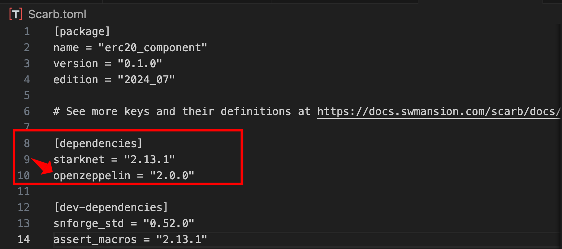 OpenZeppelin in Scarb.toml