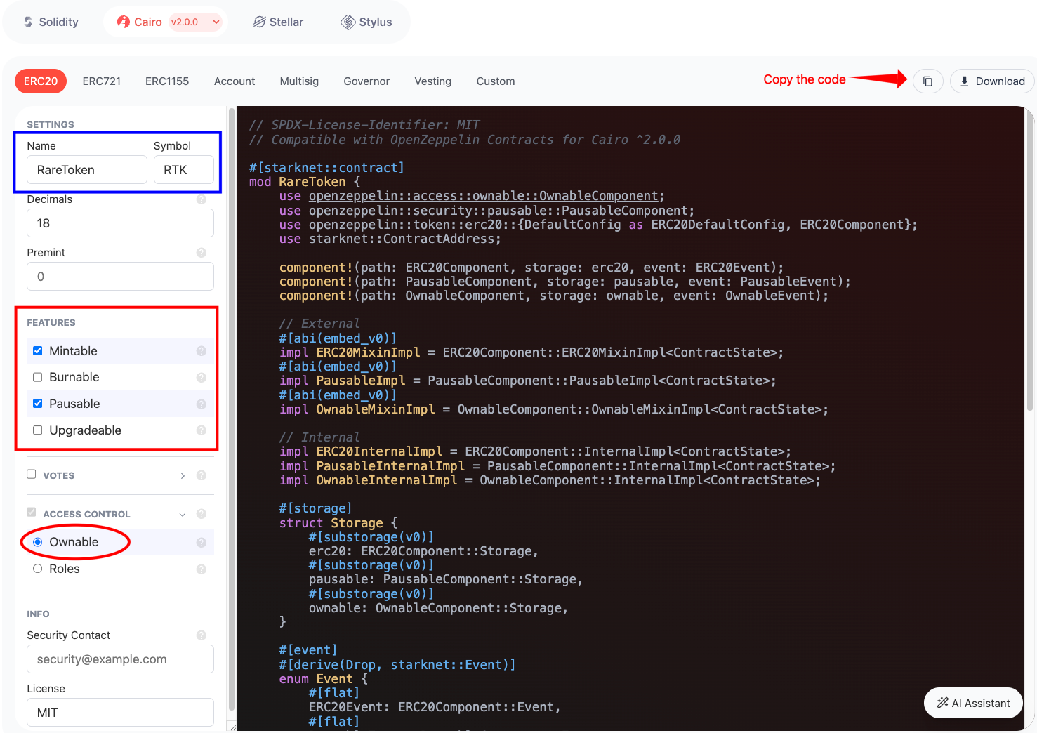 OpenZeppelin ERC-20 builders