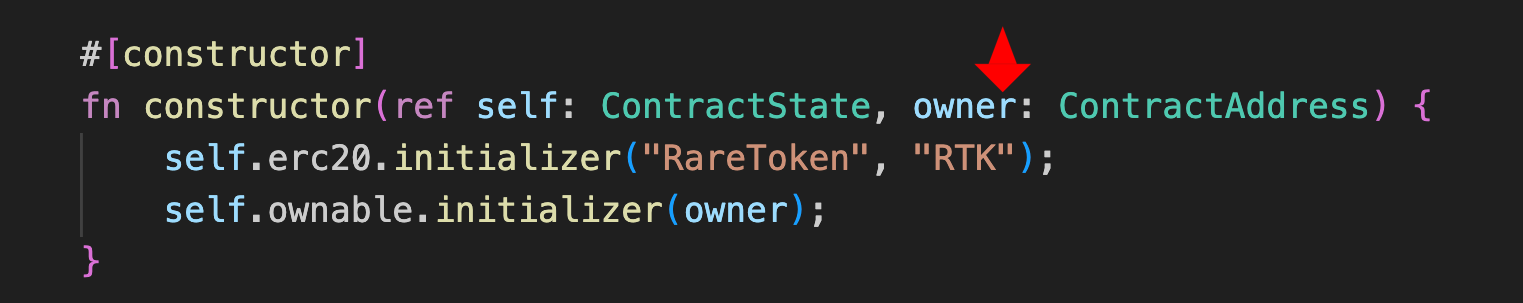 Constructor with owner argument highlighted