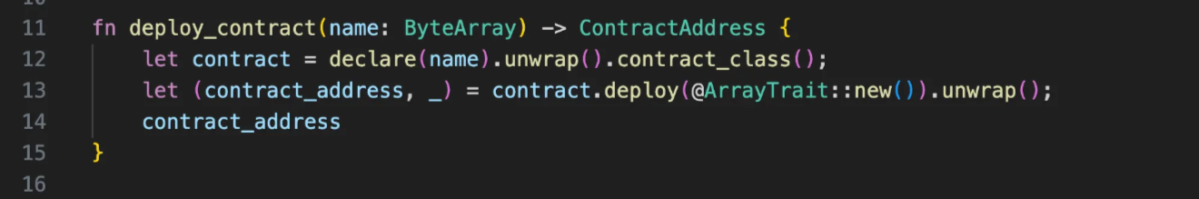 code to deploy a contract on starknet