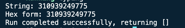 Screenshot of terminal output showing equivalency between underlying string and felt values