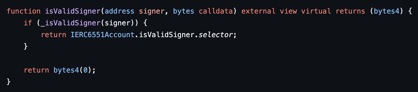 isValidSignature internal function