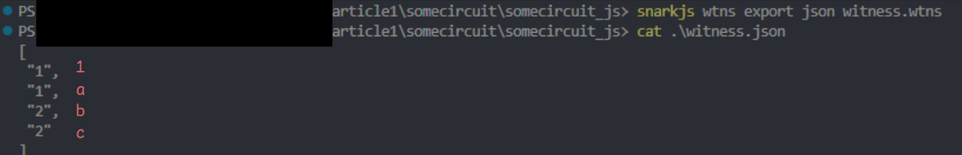 witness json cat to terminal