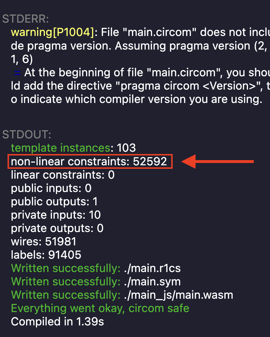 Screenshot showing how many constraints are created