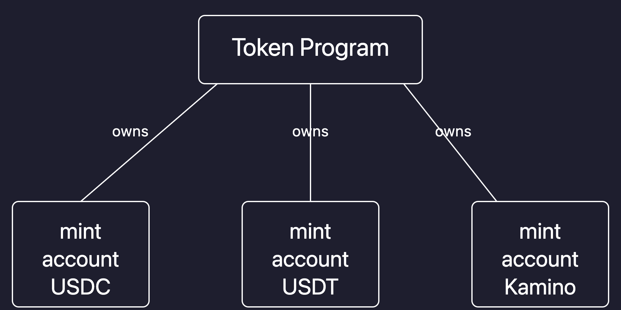 a diagram showing the accounts the Token Program owns