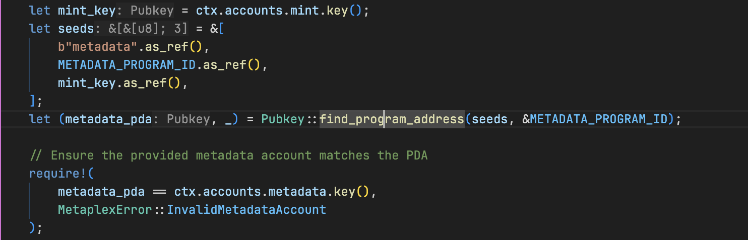 a function that gets the metadata PDA