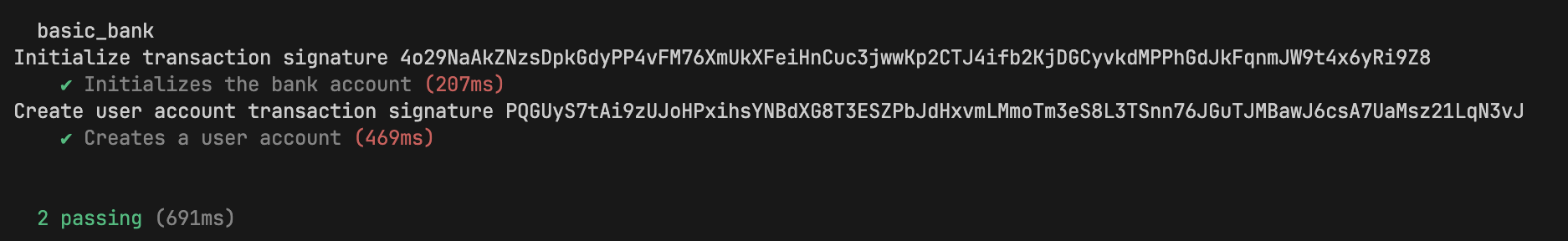 A test showing that the account creation was successful