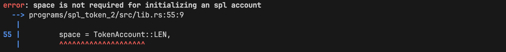 a syntax error showing that space cannot be specified for an ATA