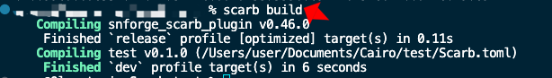 Running scarb build in the terminal