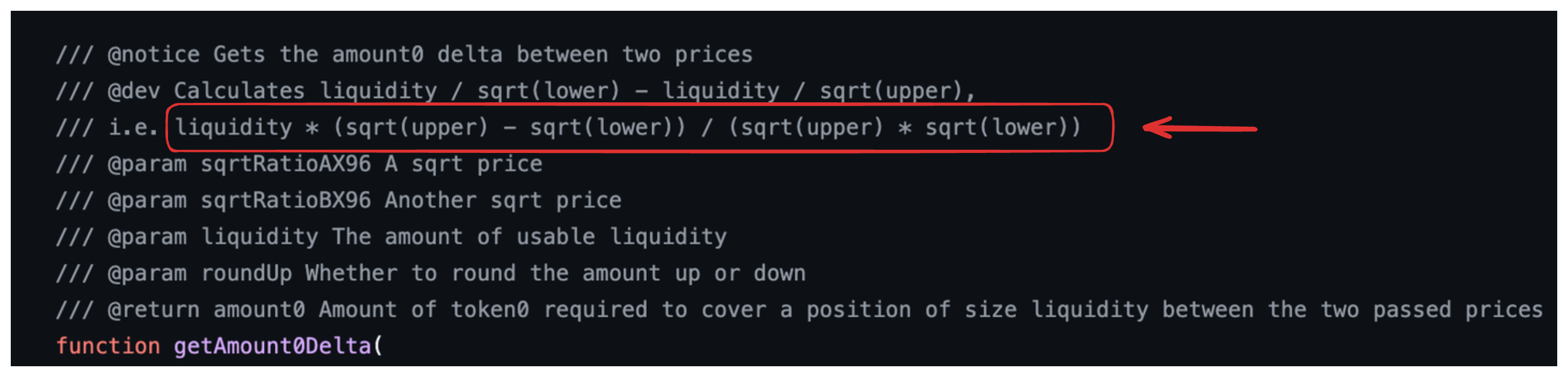 code comments containing the formula for x_r