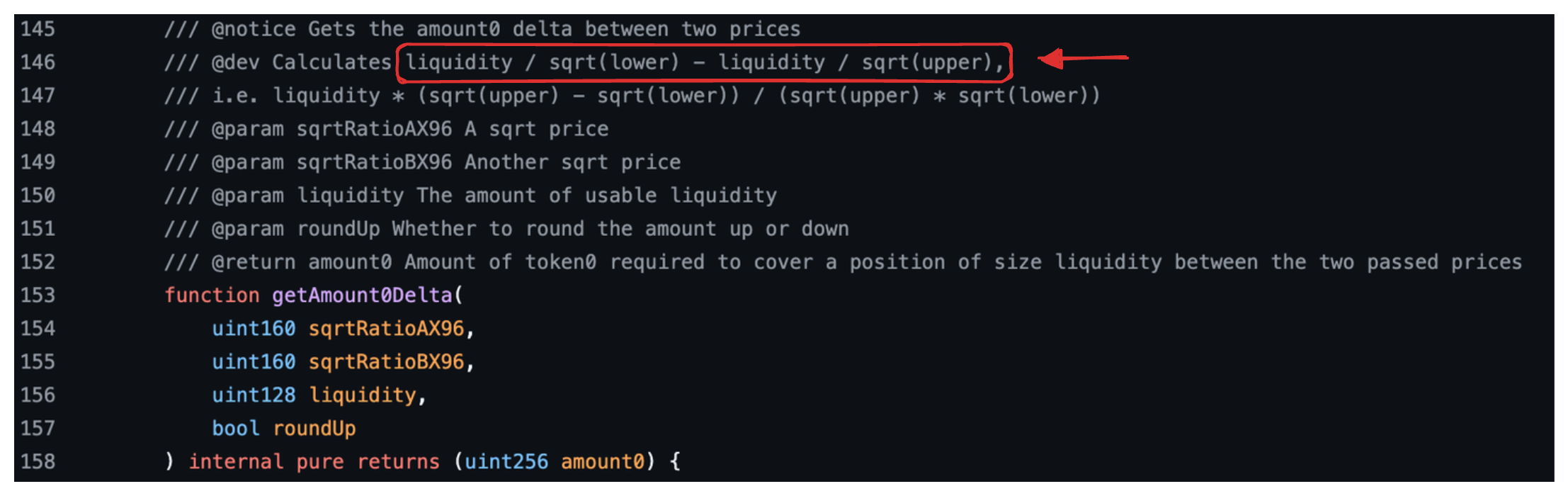 getAmount0Delta source code