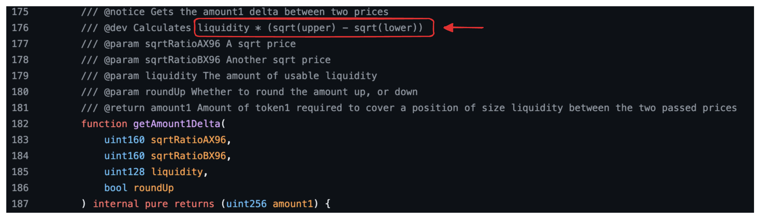 getAmount1Delta source code