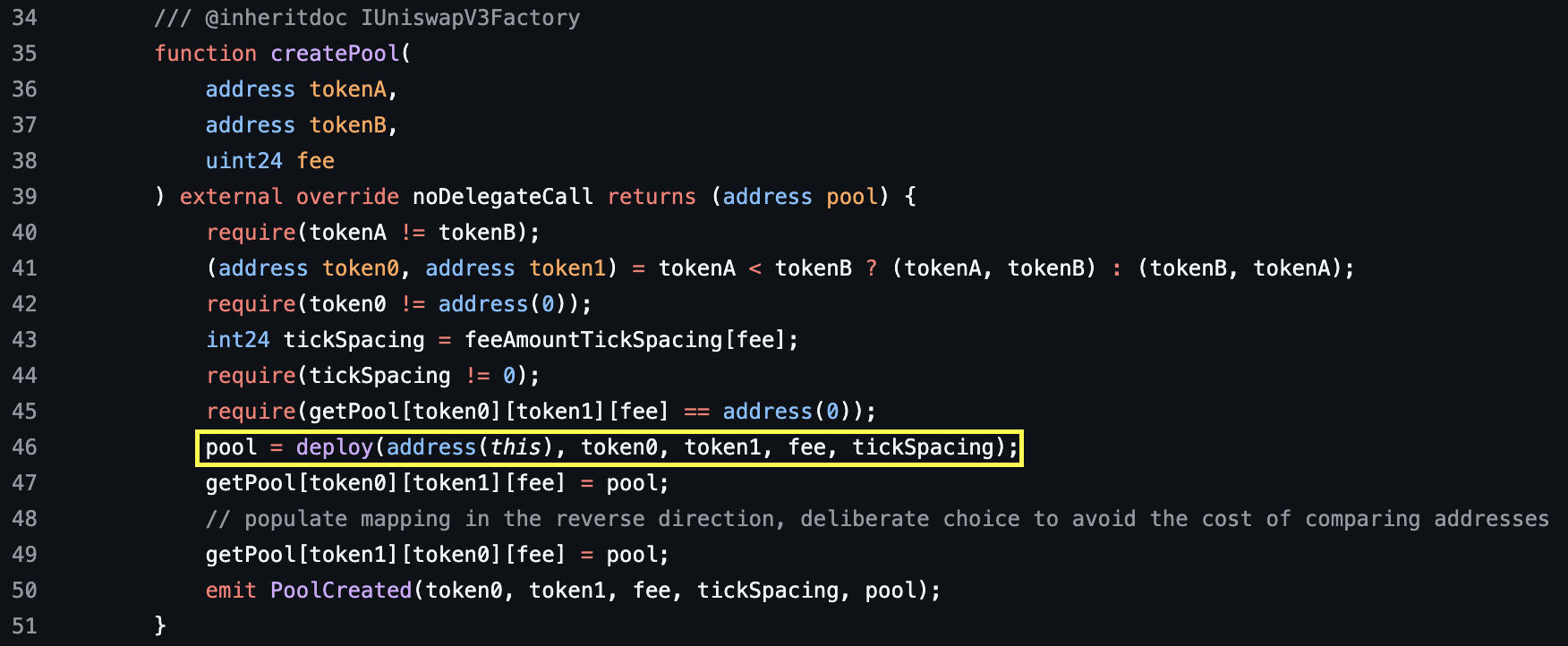 create pool function